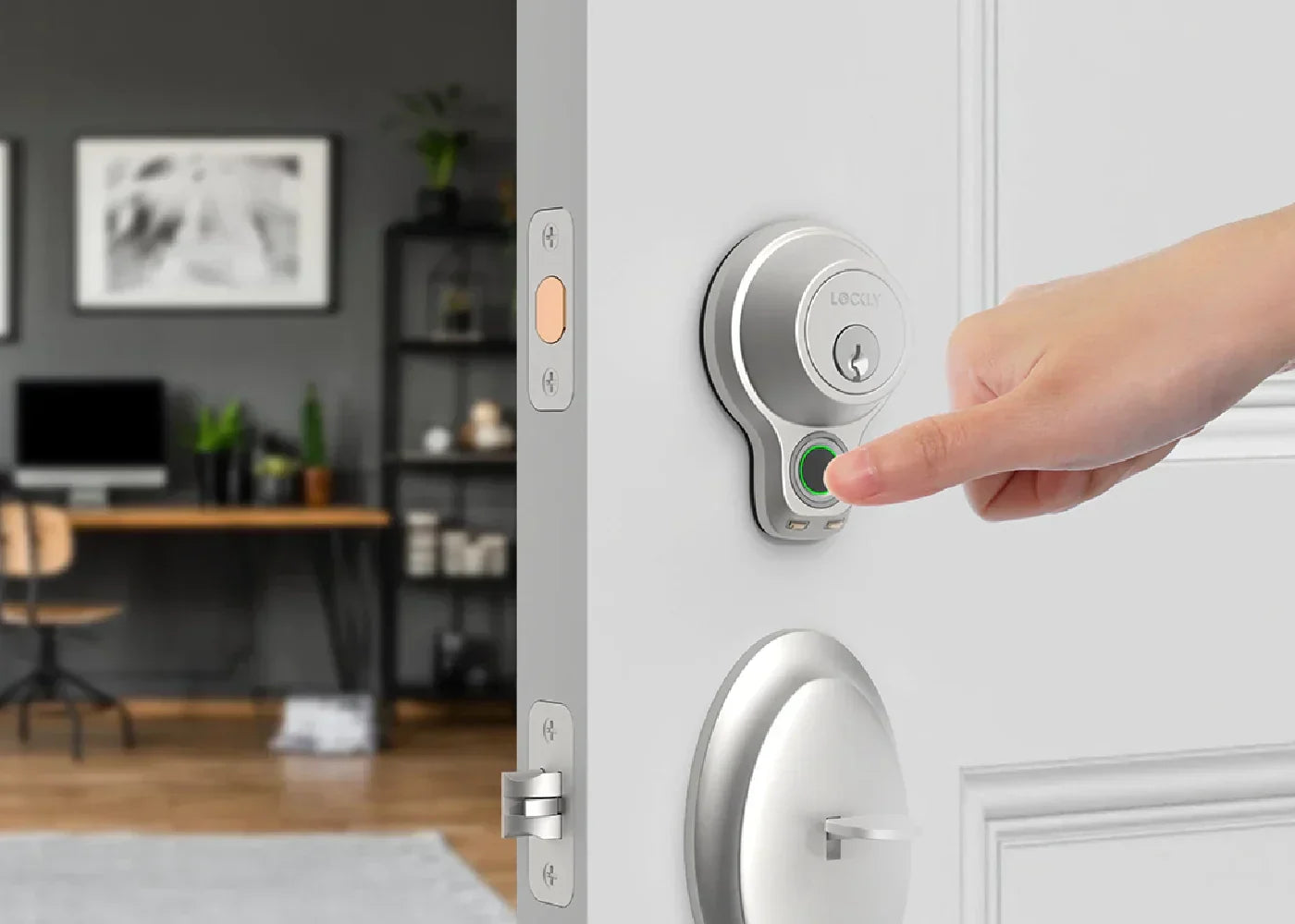 A person using Matter and smart locks.
