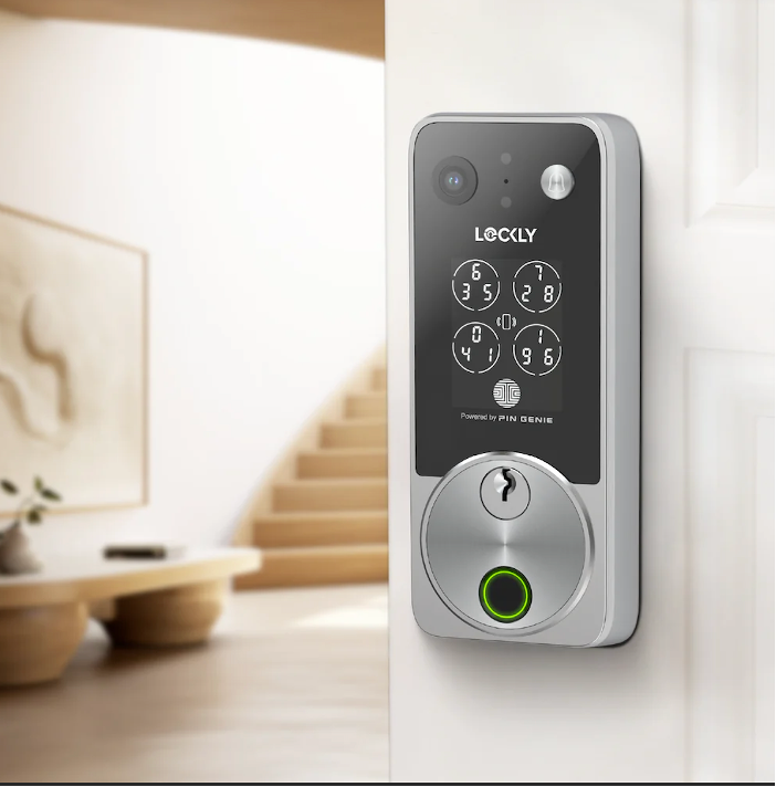 The Lockly Zeno series on a door.