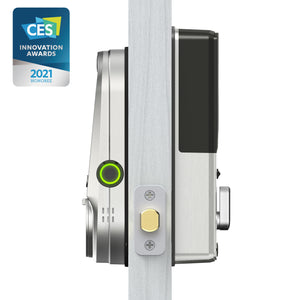 Lockly Smart Lock lock showing both locks with CES innovation award honoree
