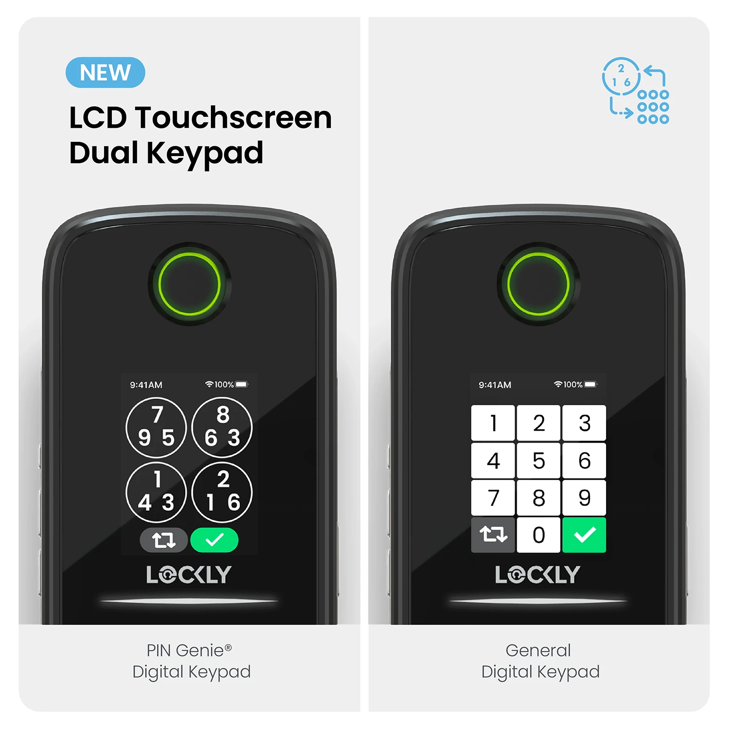 Lockly Secure Pro Latch Latest Version Smart Lock with Quick-Switch Dual Keypad