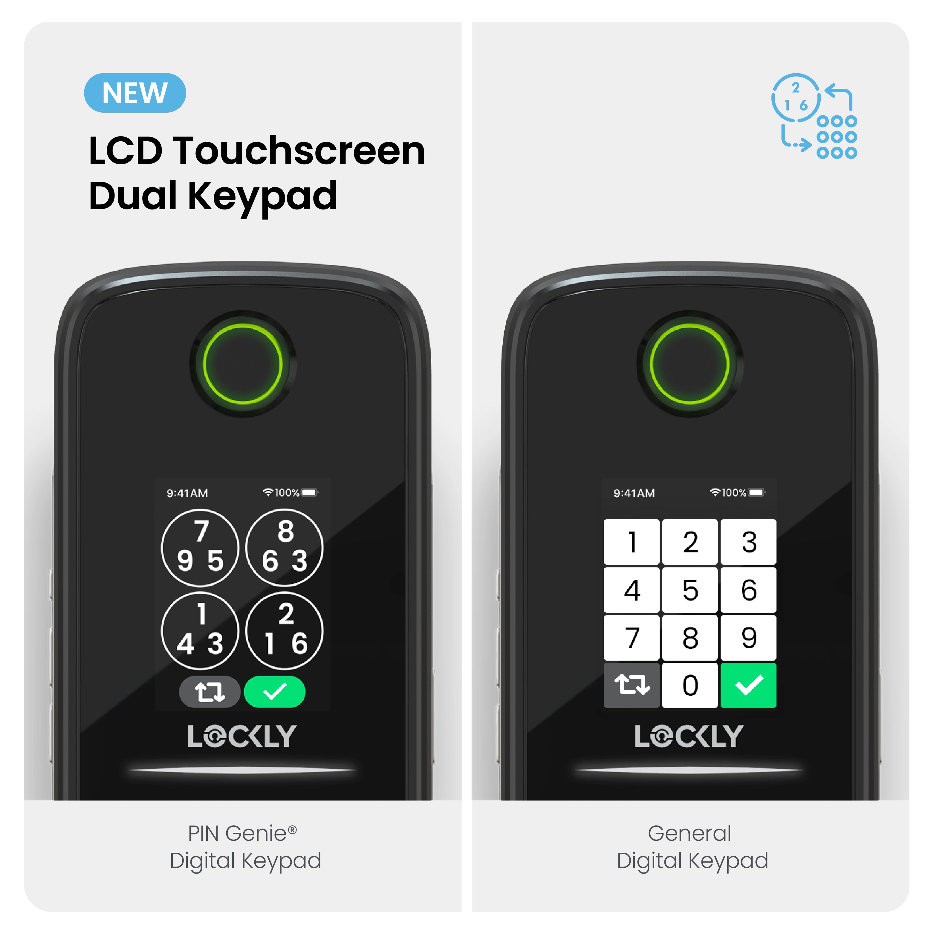 Lockly Secure Pro Latch Latest Version Smart Lock with Quick-Switch Dual Keypad
