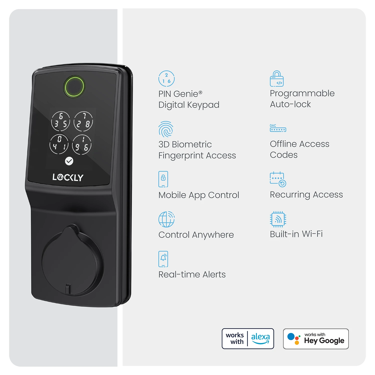 Lockly Secure Pro Deadbolt Latest Version Smart Lock with Built-in Wi-Fi