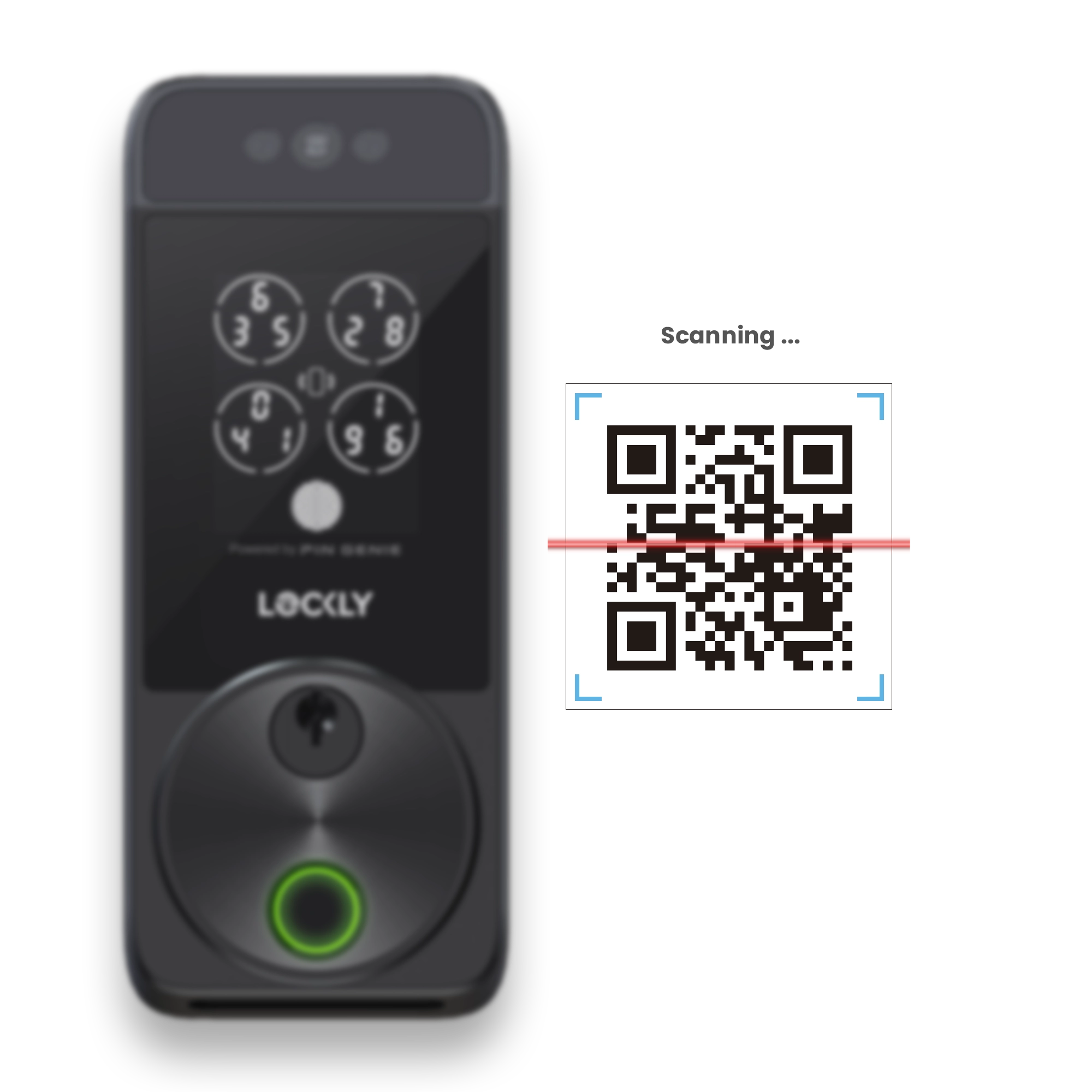QR code being scanned with Lockly Smart lock