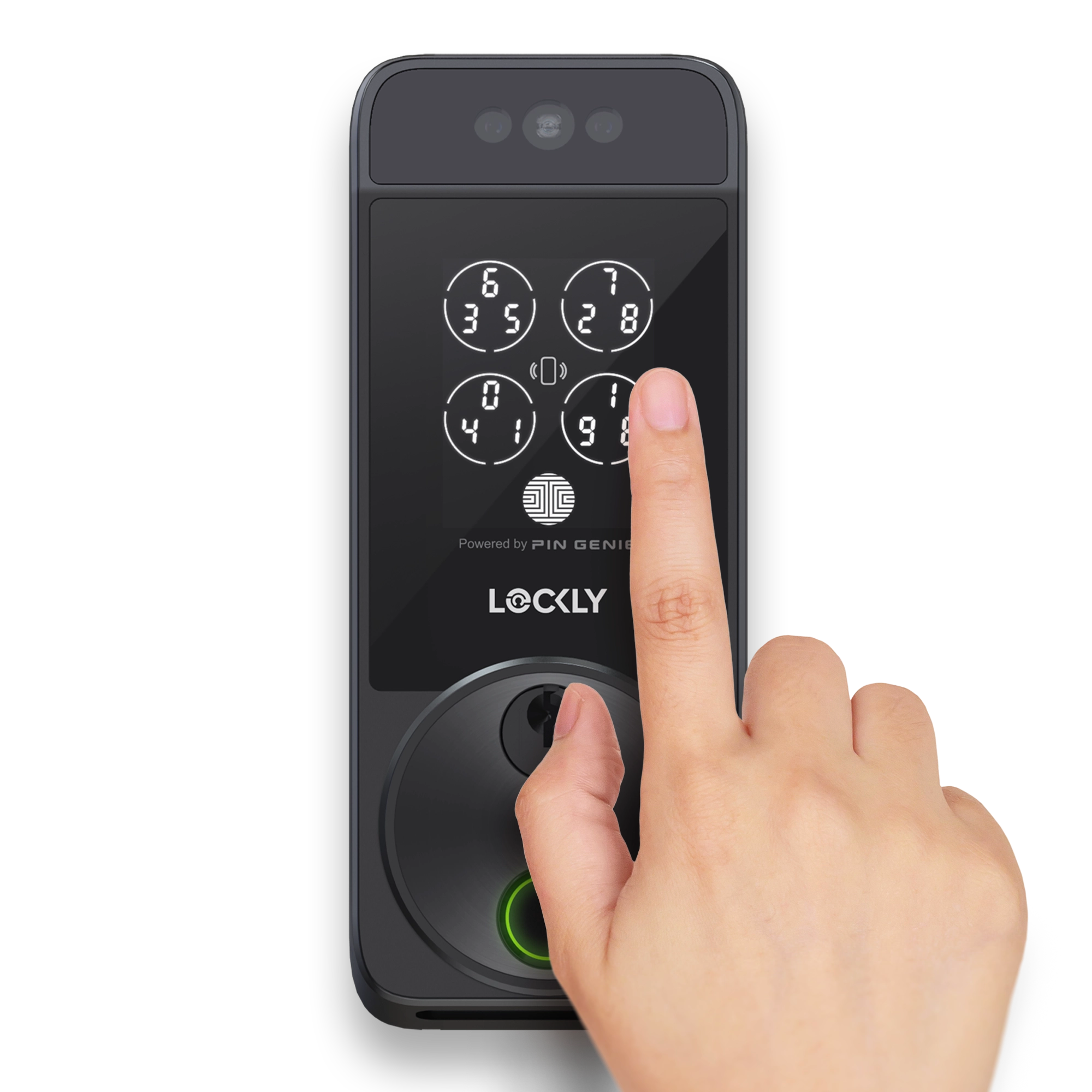 Person putting in code on Lockly Smart Lock