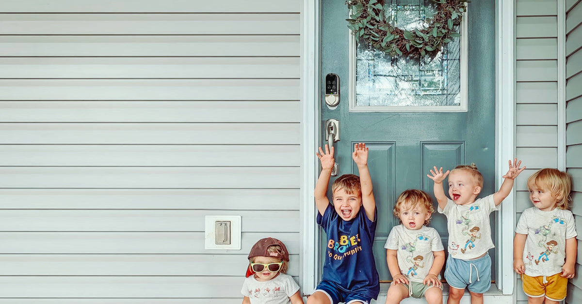 Door lock security keeping children safe outside.