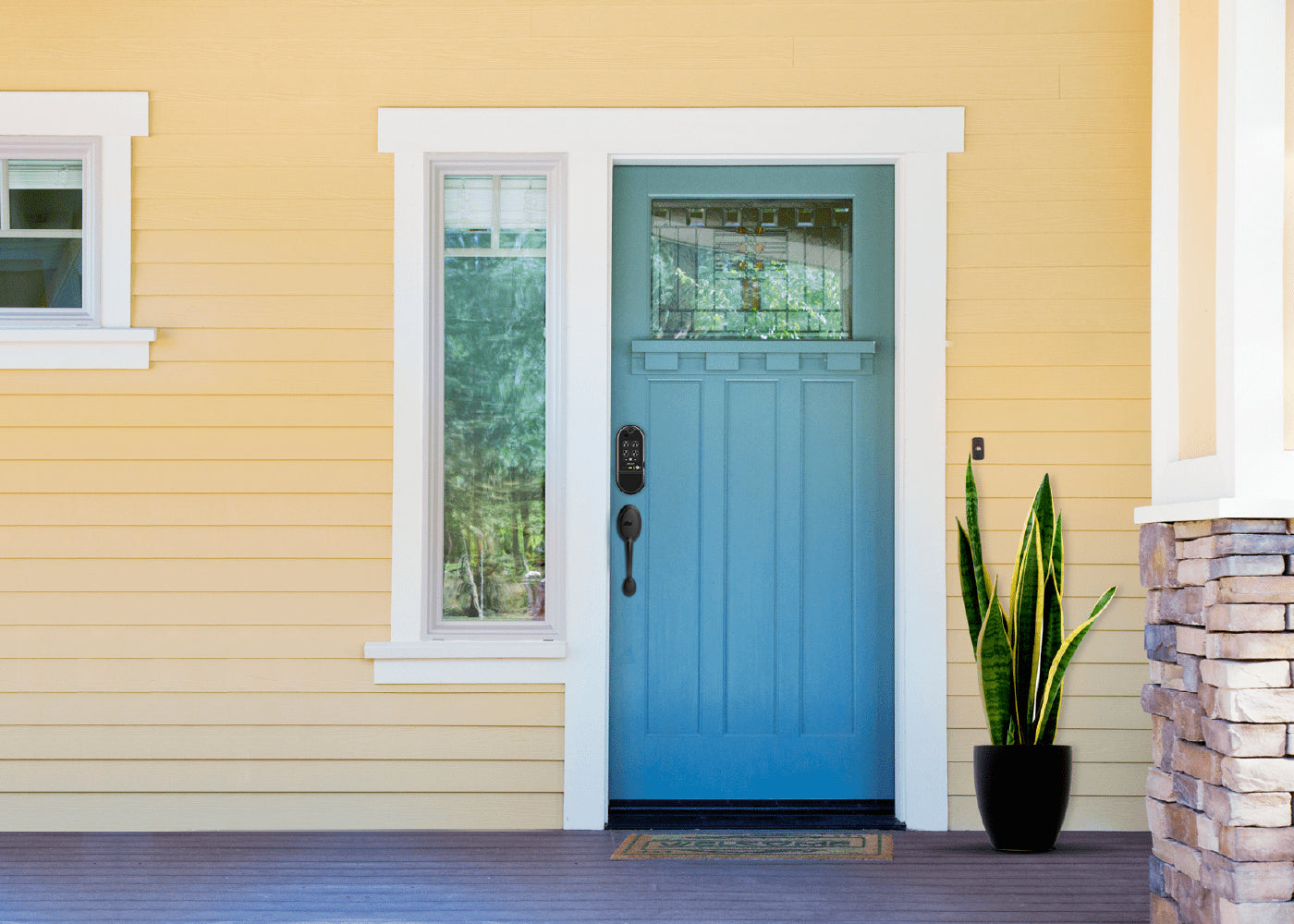 A home with a Lockly smart lock.