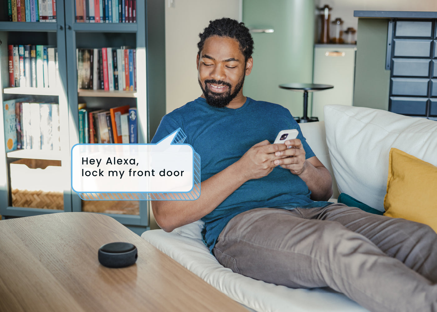 A person using a smart lock for their home from Lockly to unlock the front door.