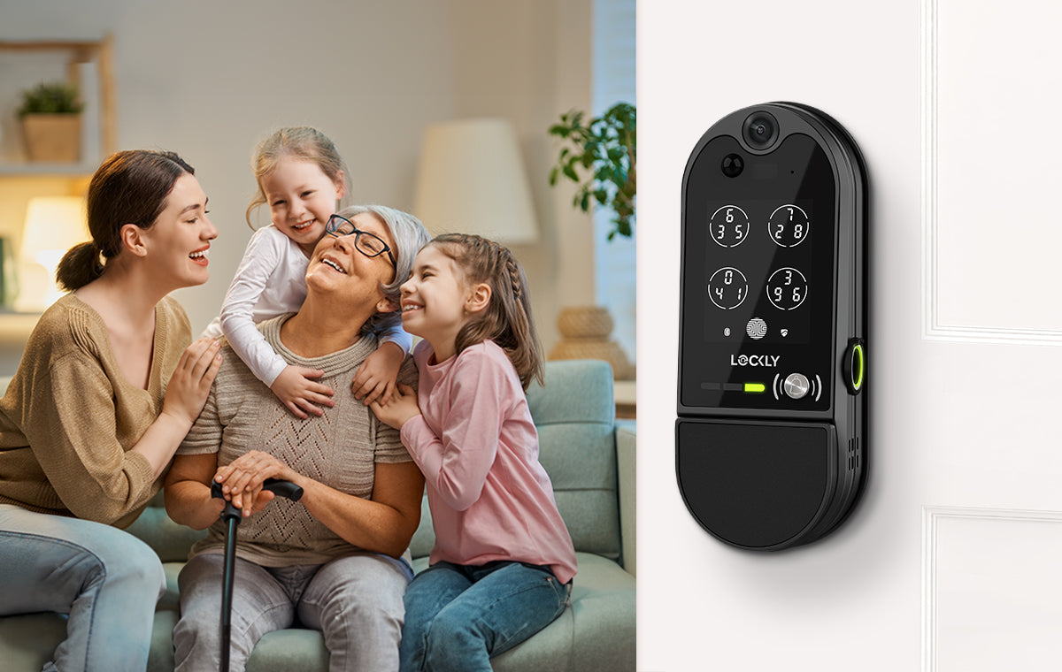 A Lockly smart lock prioritizing a family's elderly home safety.