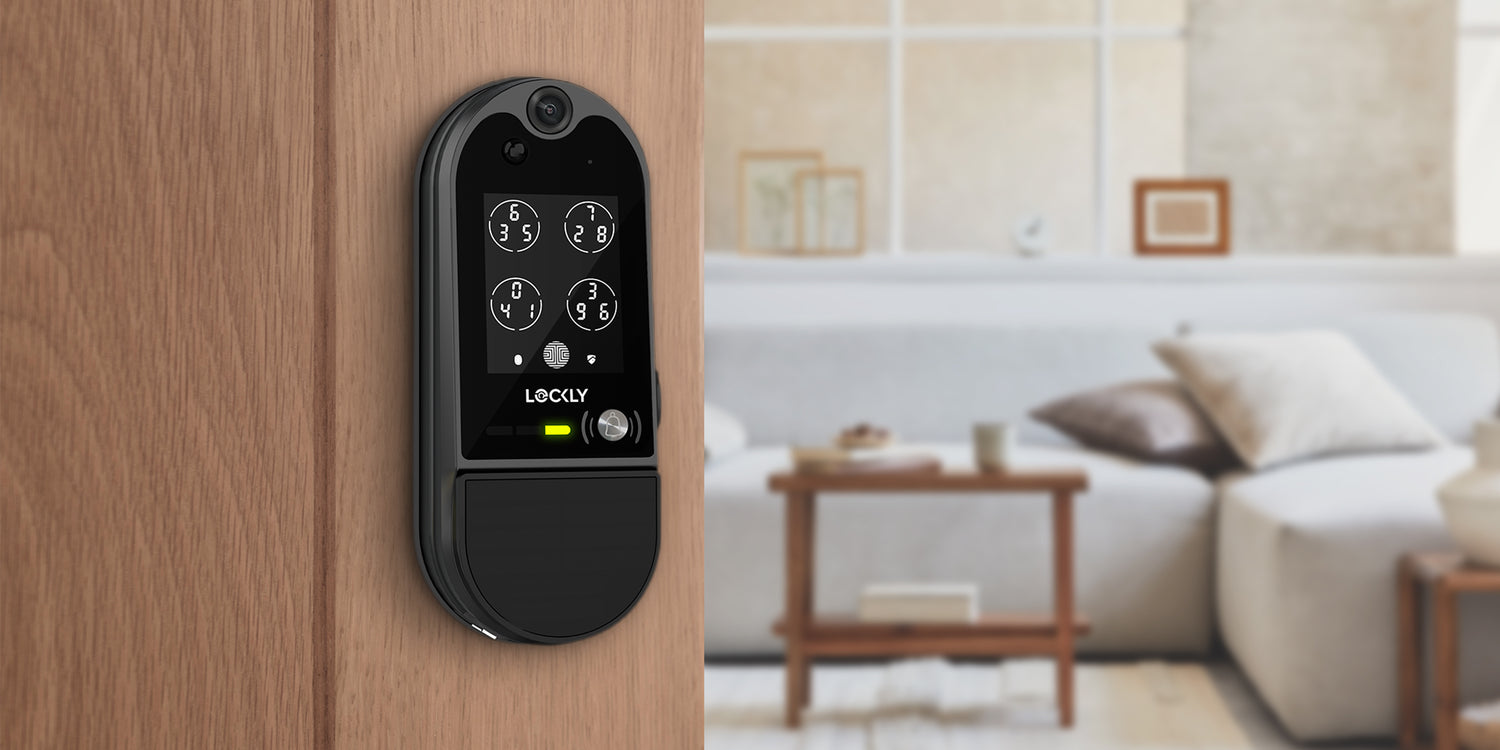 A home using a video smart lock rather than CCTV cameras.