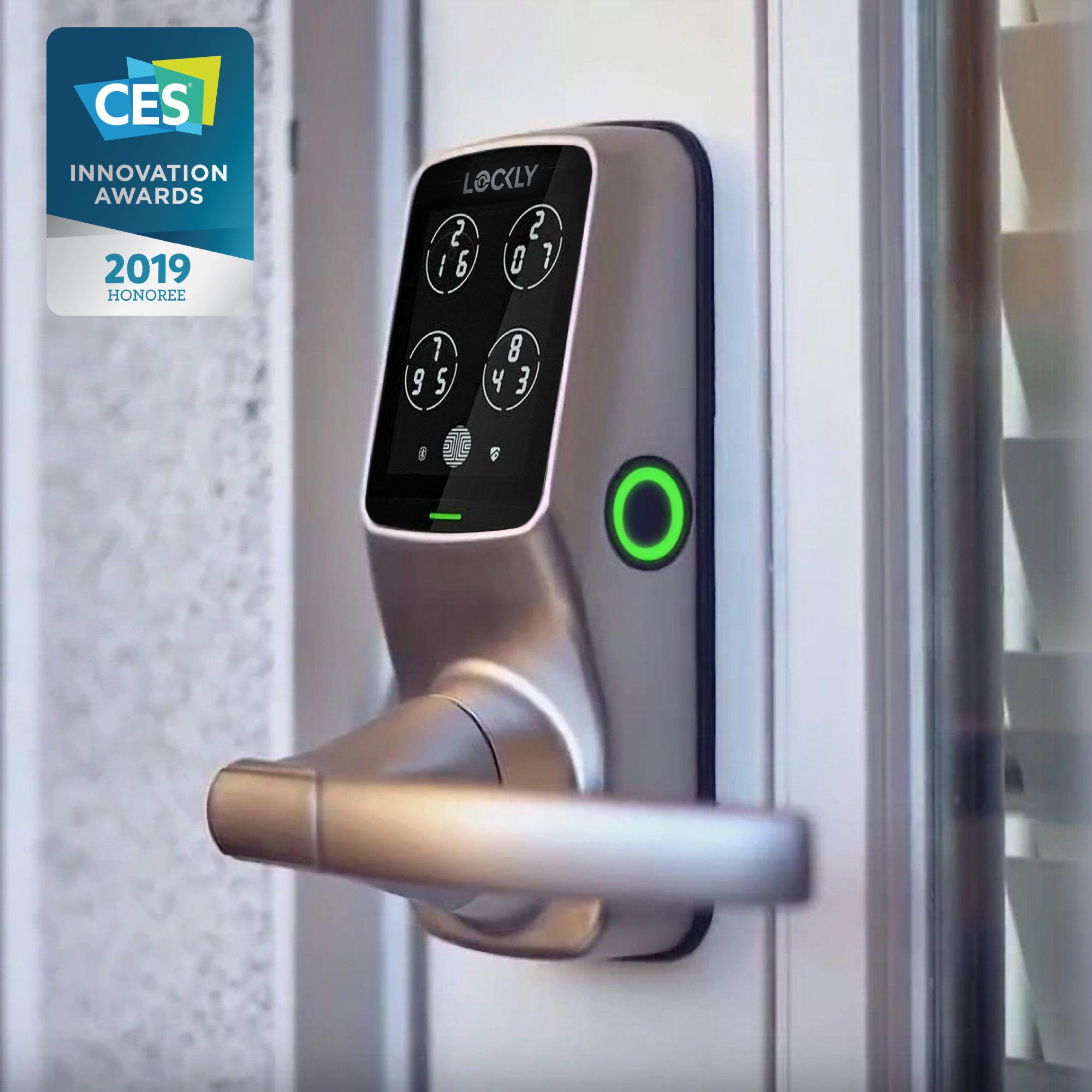 Silver Lockly smart lock with keypad and fingerprint scanner