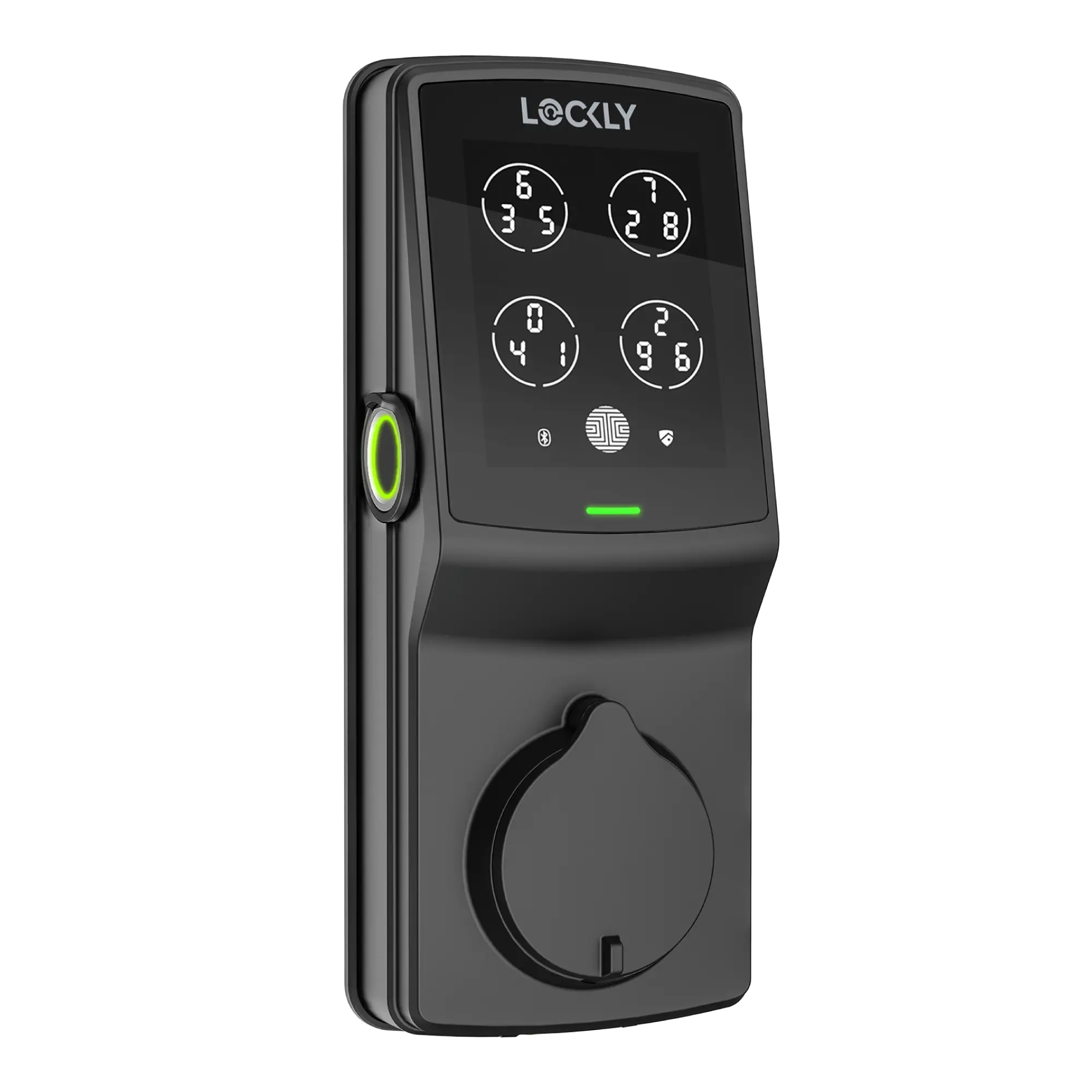 Black Lockly smart lock with keypad and fingerprint scanner