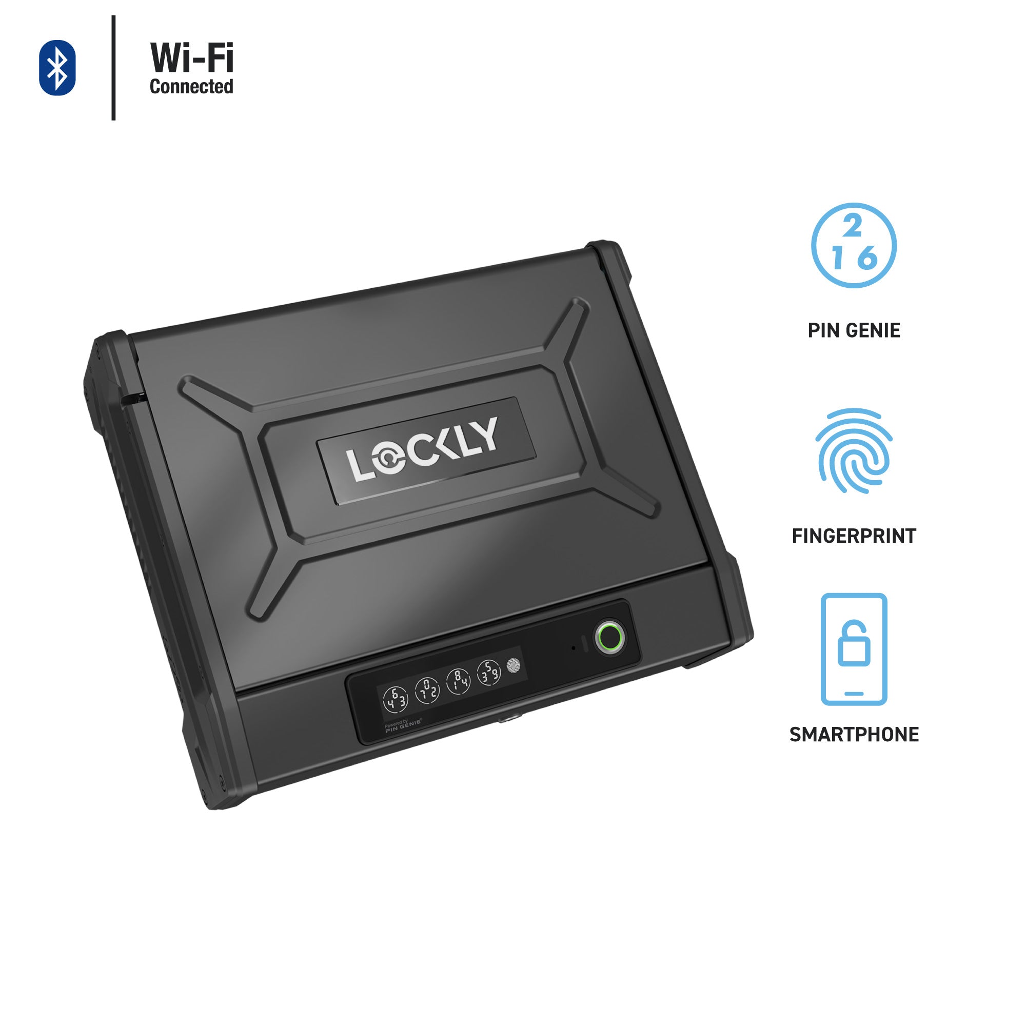 Lockly Smart Lock with text showing its features