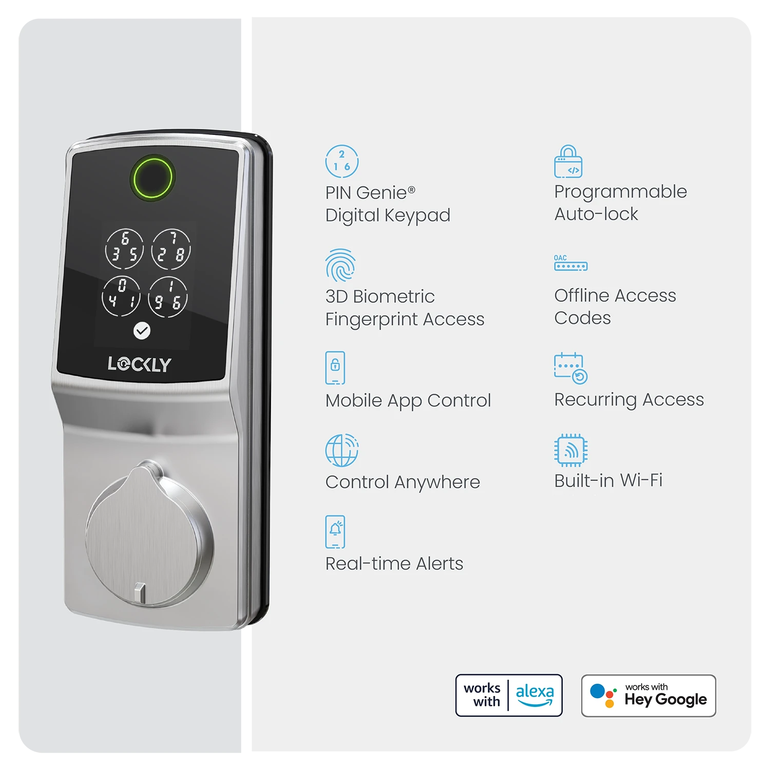 Lockly Secure Pro 2025 Version Smart Lock with Built-in Wi-Fi