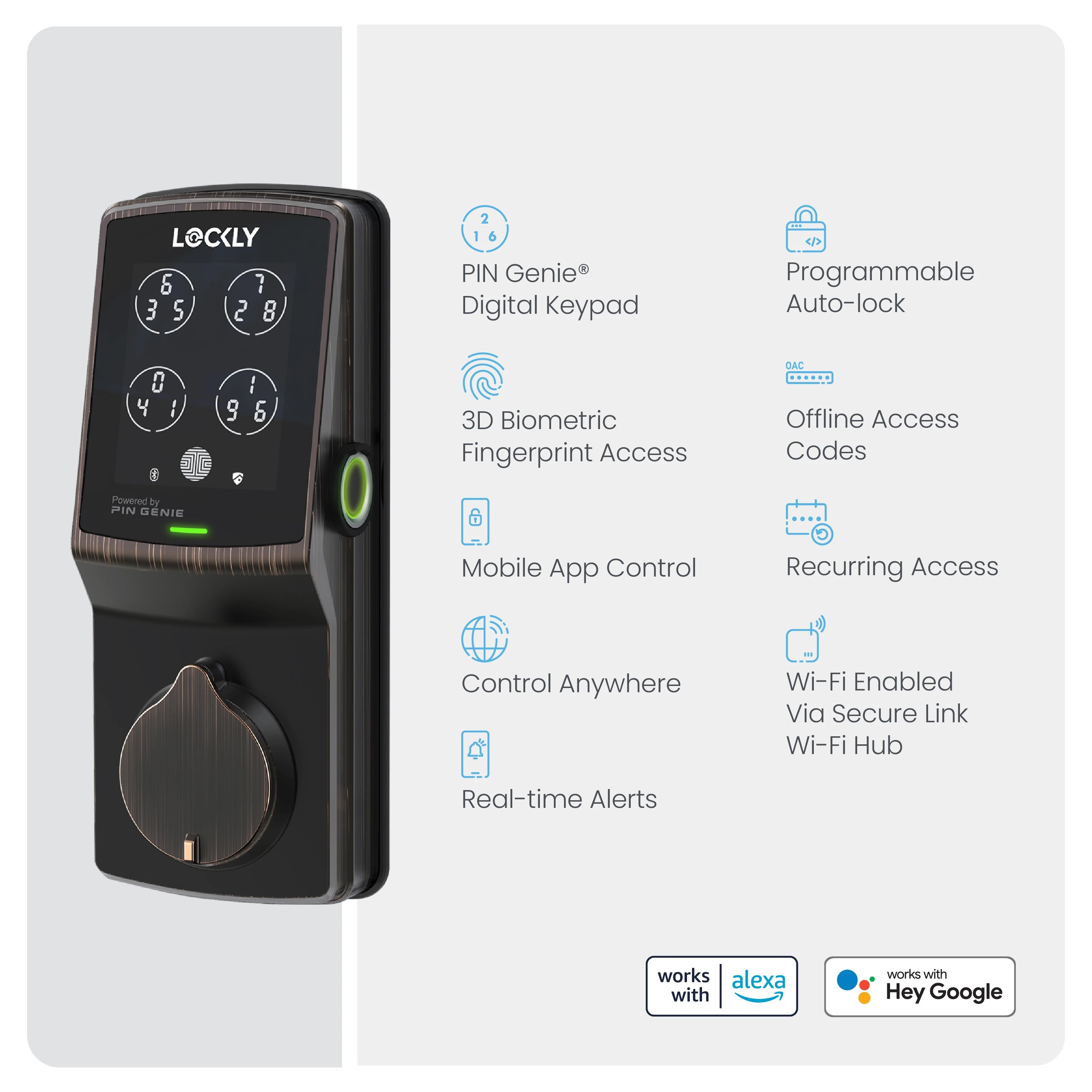 Wi-Fi Enabled Lockly Secure Pro Smart Lock
