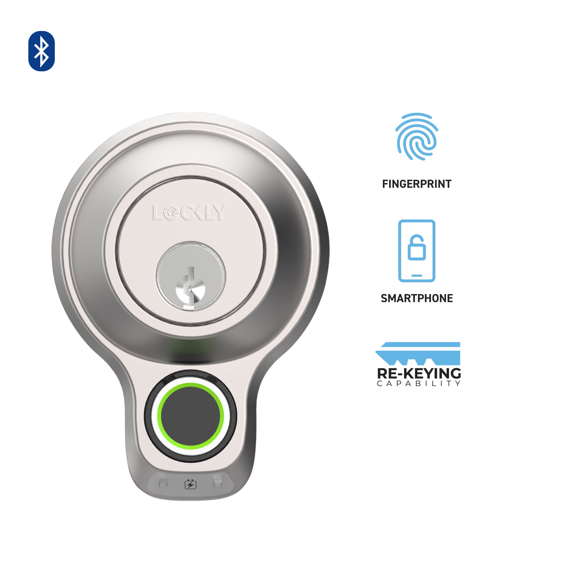 Lockly Flex Touch Fingerprint Deadbolt with lock and key