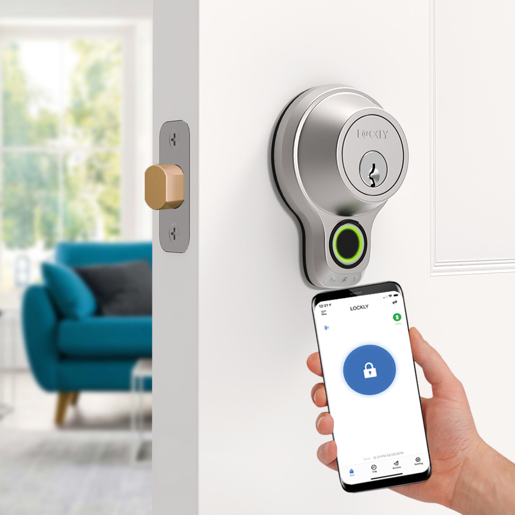 Lockly Flex Touch Fingerprint Deadbolt with lock and key