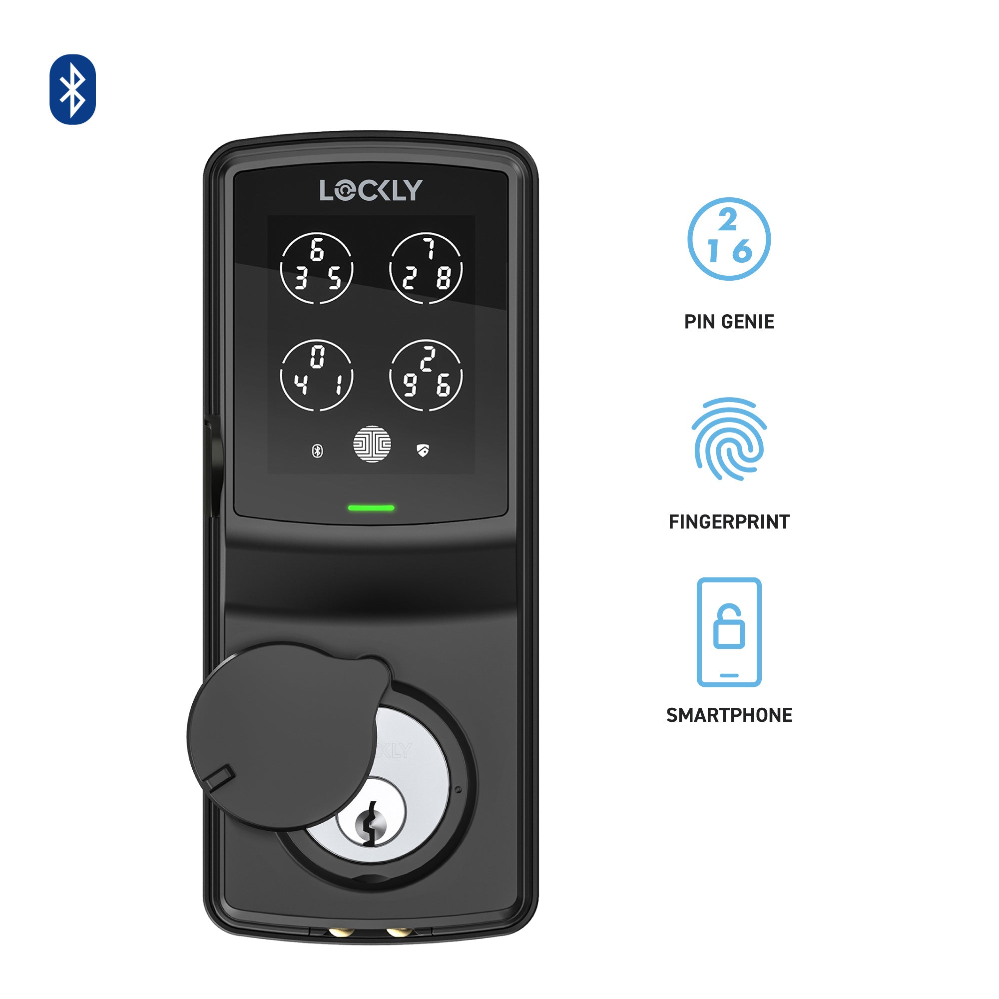 Black Lockly smart lock with keypad and fingerprint scanner