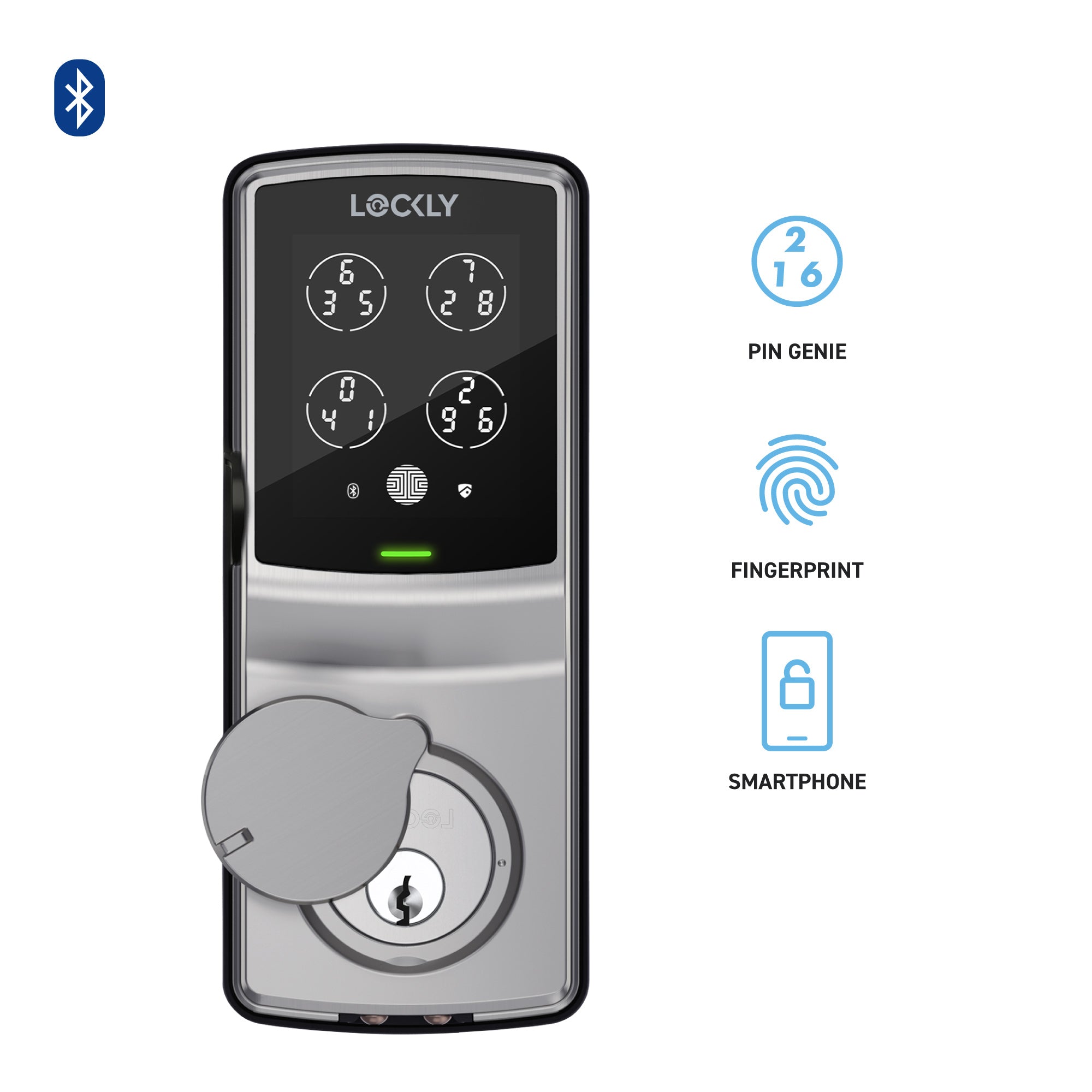 Silver Lockly smart lock with keypad and fingerprint scanner